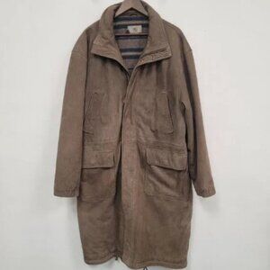 The Territory Ahead Mens Outdoor Long Leather Chore Coat Size L Brown Country